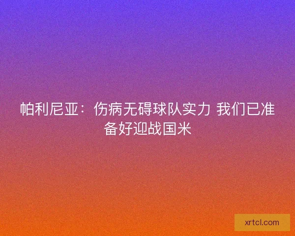 帕利尼亚：伤病无碍球队实力 我们已准备好迎战国米